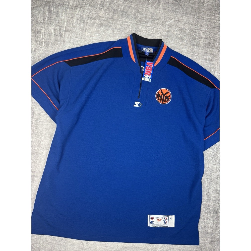 NEW YORK KNICKS Shirt Men 3XL Blue NYK AUTHENTICS Shooting‎ Warm Up 90s STARTER
